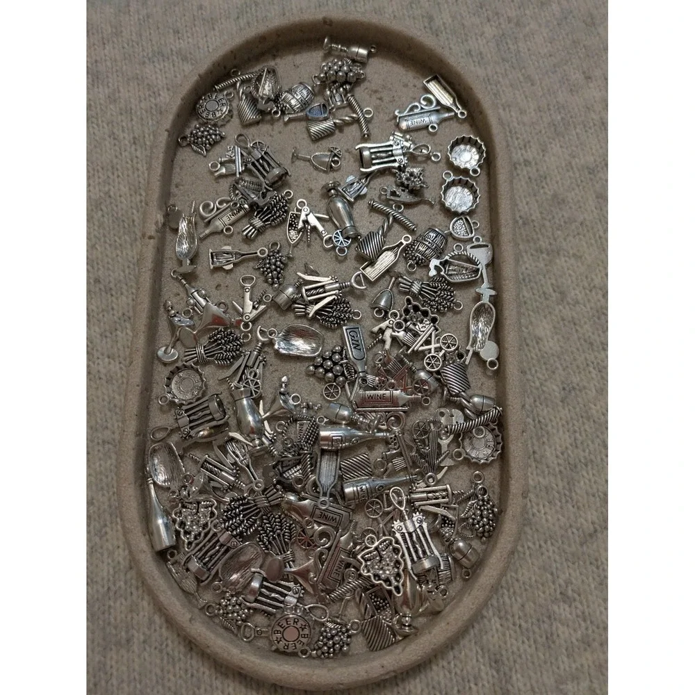 Silver Tone Charm Lot For Jewelry Making Wine Theme